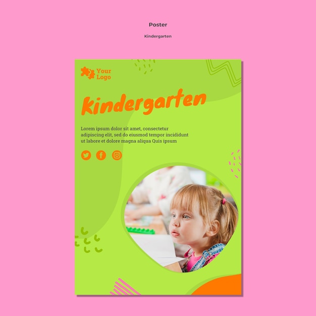 Free PSD creative kindergarten poster template