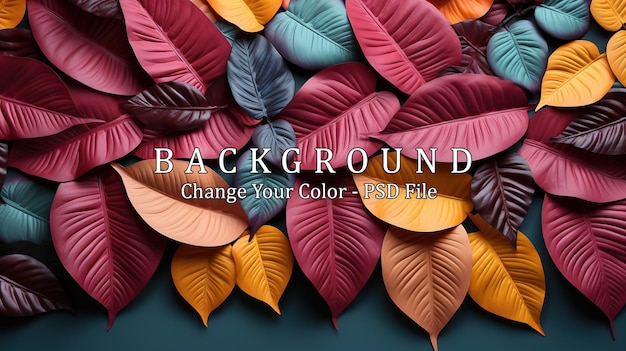 Free PSD creative layout made of colorful tropical leaves on white background