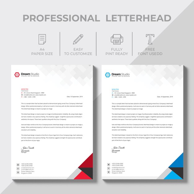 Creative letterhead design template vector