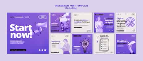 PSD gratuito soluzioni di marketing creative per la raccolta di post di instagram aziendali