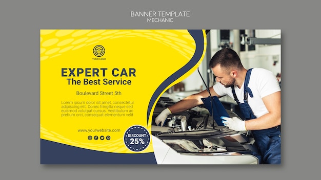 Creative mechanic banner template with photo