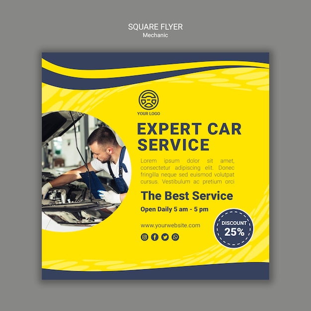 Creative mechanic square flyer template