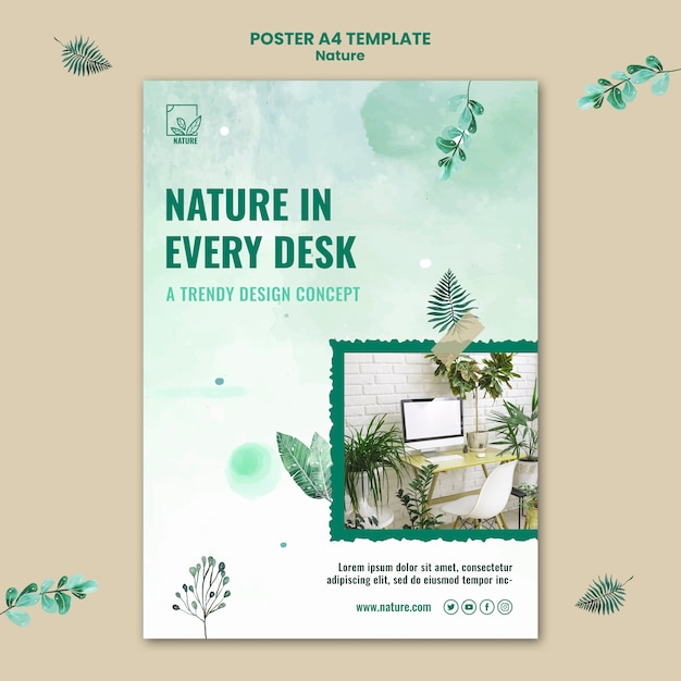 Creative nature poster template with leaves