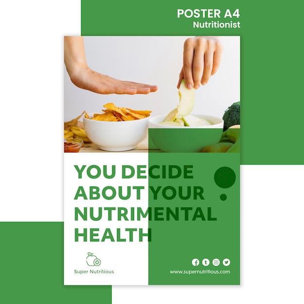 Free PSD creative nutritionist poster template with photo