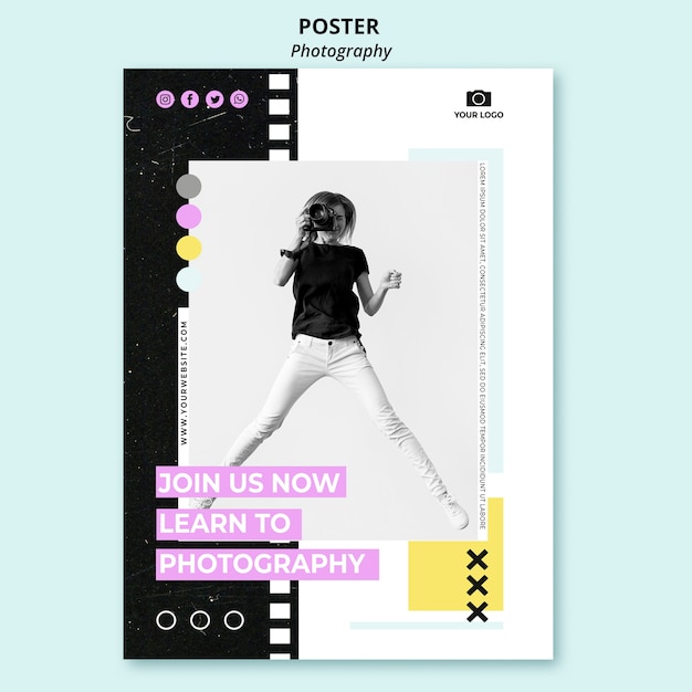 Free PSD creative photography poster with photo