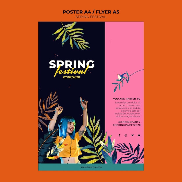 Creative spring festival poster template