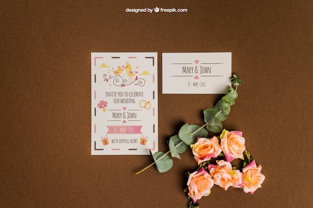 Mockup di nozze della cancelleria creativa