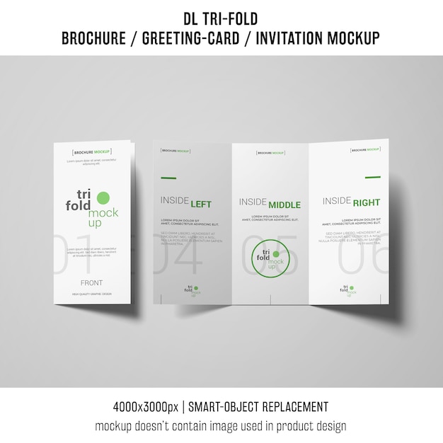 PSD gratuito opuscolo a tre ante creativo o mockup di invito