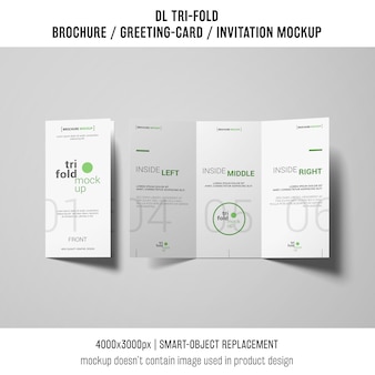 Creative trifold brochure or invitation mockup