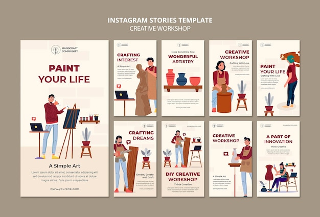 PSD gratuito storie di instagram di laboratorio creativo