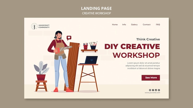 Creative workshop landing page