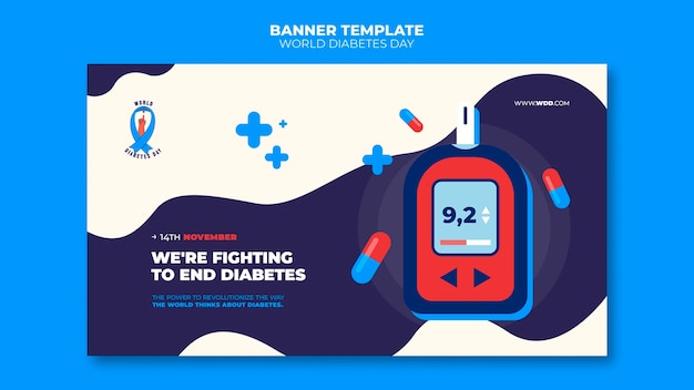 PSD gratuito modello di banner orizzontale creativo per la giornata mondiale del diabete