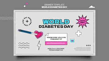 PSD gratuito modello di banner orizzontale creativo per la giornata mondiale del diabete