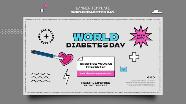 Creative world diabetes day horizontal banner template