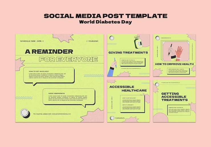 무료 PSD 크리에이 티브 세계 당뇨병의 날 ig 포스트 템플릿
