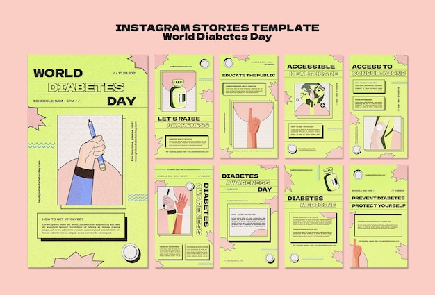 Free PSD creative world diabetes day ig story templates