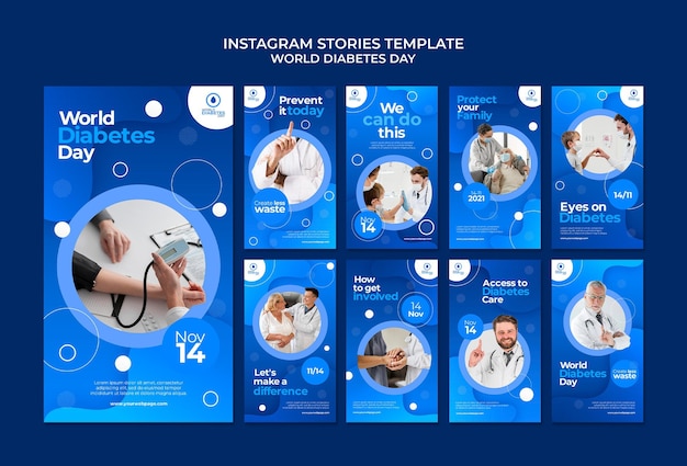 Creative world diabetes day ig story templates