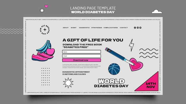 Free PSD creative world diabetes day landing page template