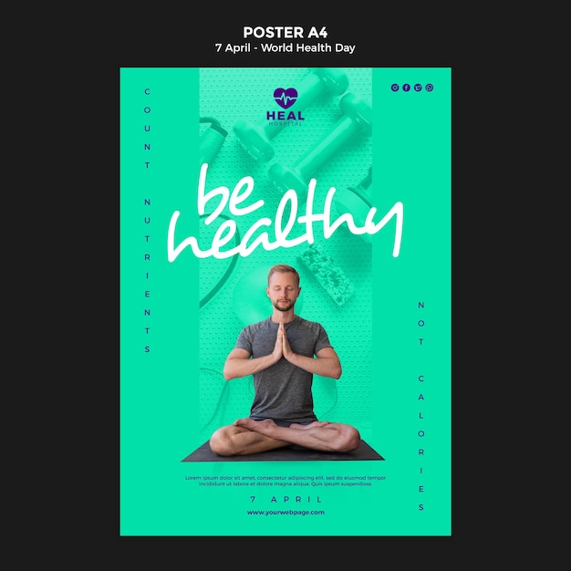 Free PSD creative world health day poster template with photo