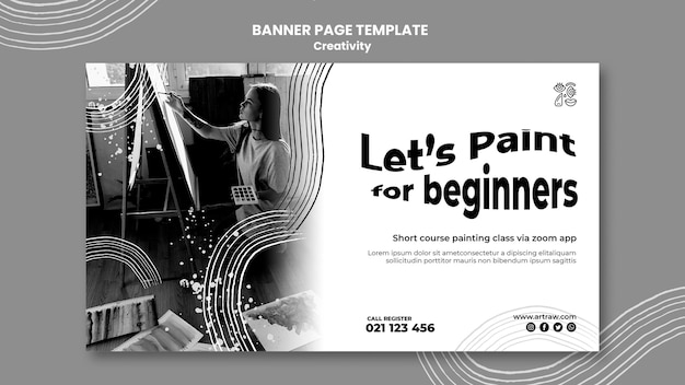 Free PSD creativity banner template with photo