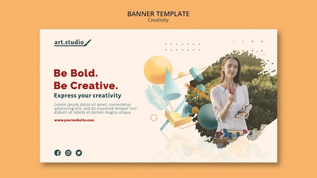 Free PSD creativity banner template with photo