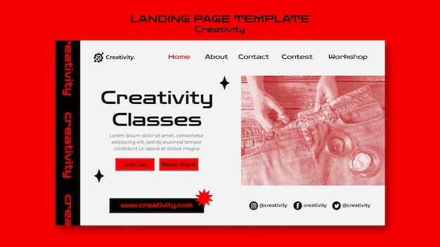 Free PSD creativity classes landing page template