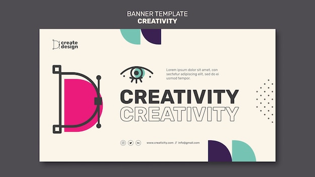 PSD gratuito modello di banner orizzontale di concetto di creatività