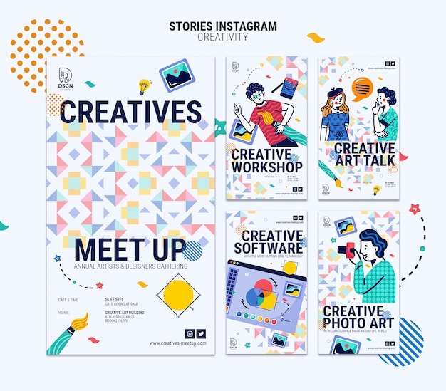 PSD gratuito storie di instagram di concetto di creatività