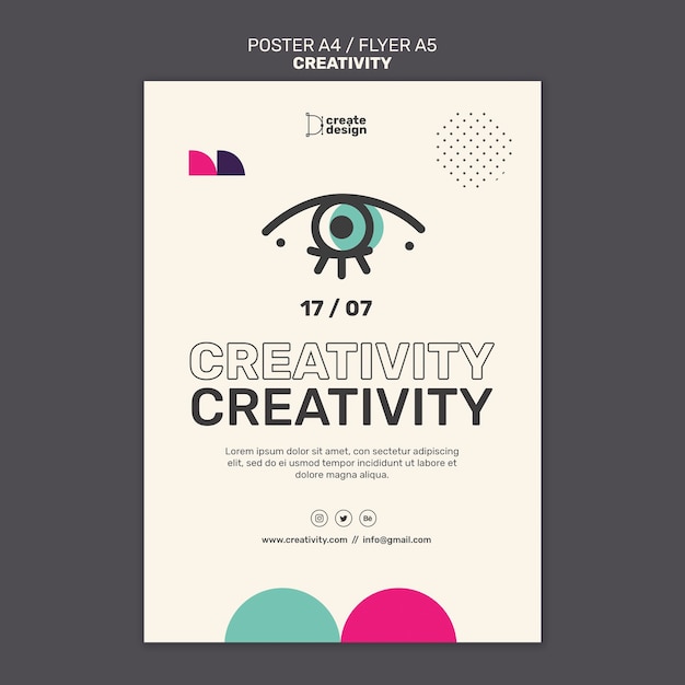 PSD gratuito modello di poster del concetto di creatività