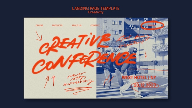 Free PSD creativity conference landing page