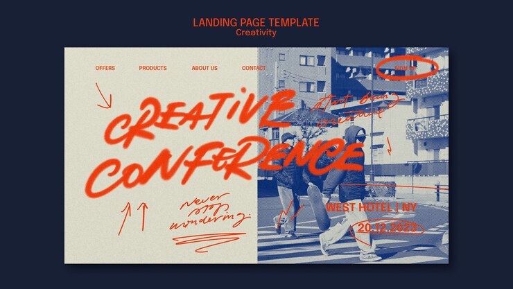 無料PSD クリエイティビティカンファレンスのランディングページ