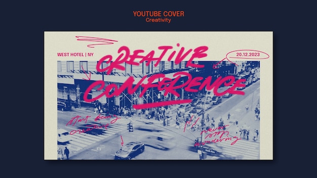 PSD gratuito copertina youtube della conferenza sulla creatività