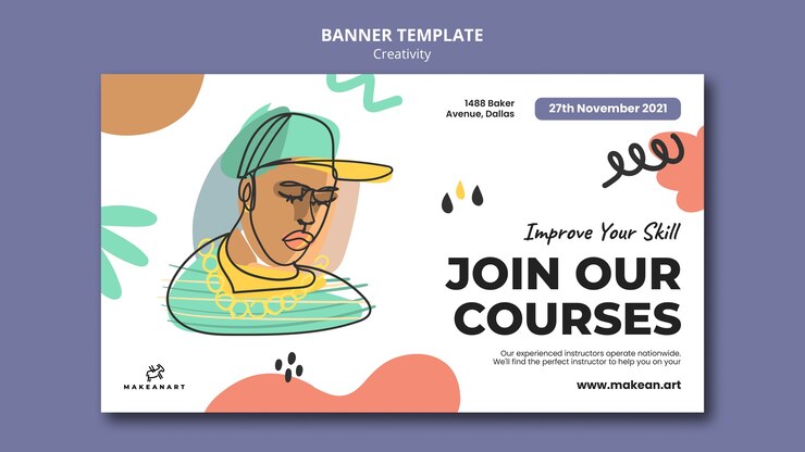 Free PSD creativity courses banner template