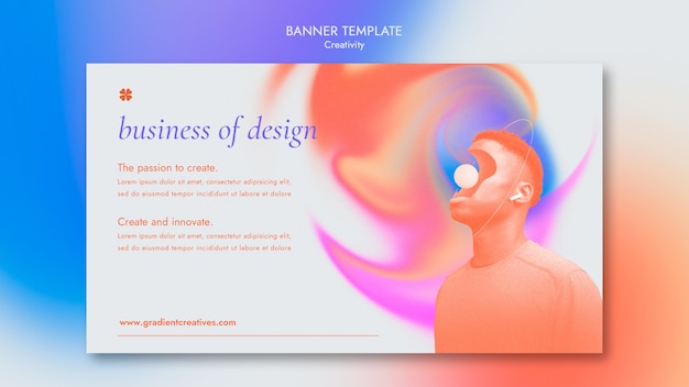 Creativity horizontal banner template with subtle gradient style