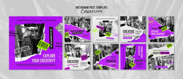 Creativity instagram post template set