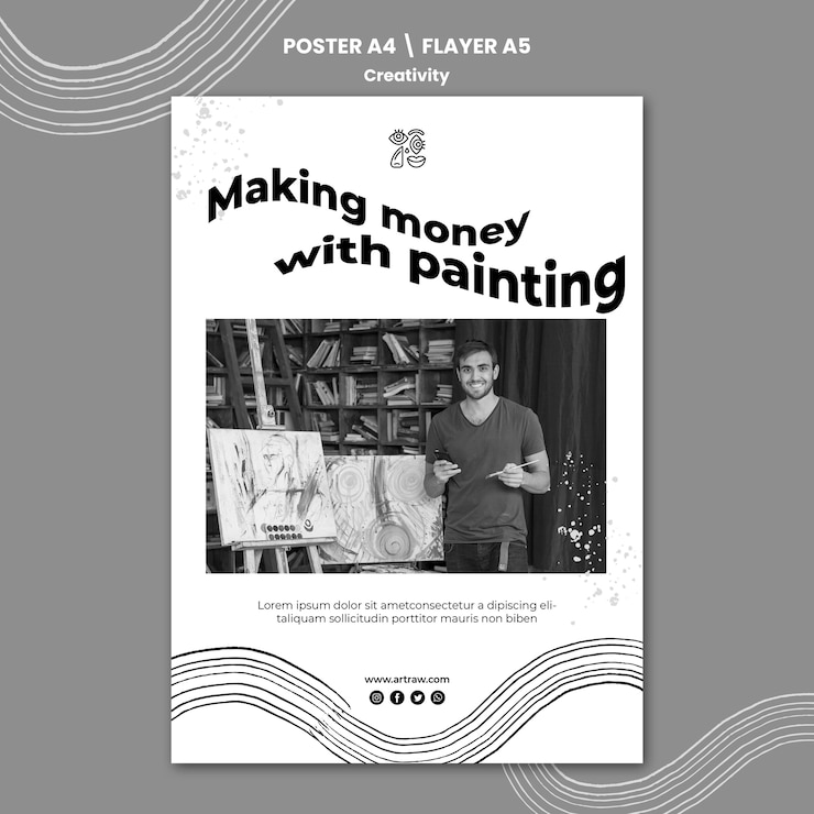 Free PSD creativity print template with photo