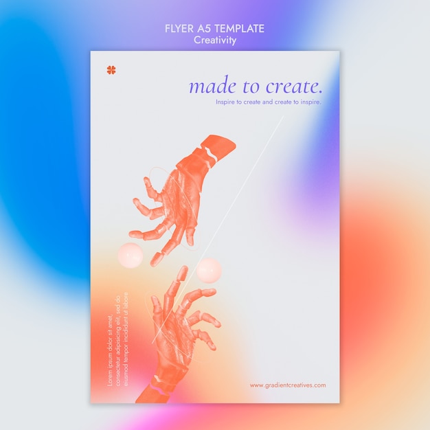 Creativity vertical flyer template with subtle gradient style
