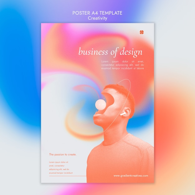 Free PSD creativity vertical poster template with subtle gradient style