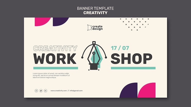 Free PSD creativity workshop horizontal banner