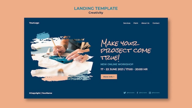 Creativity Workshop Landing Page – Free PSD to Download
