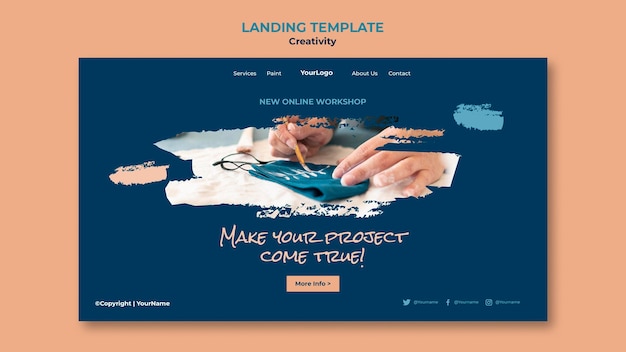 Free PSD creativity workshop landing page