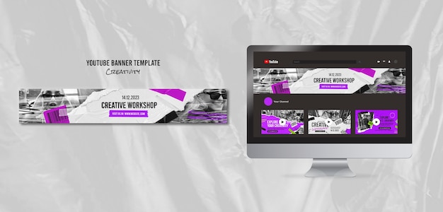 Creativity Youtube Banner Template Set – Free PSD Download