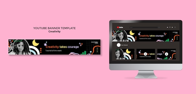 Creativity YouTube Banner Template – Free PSD Download