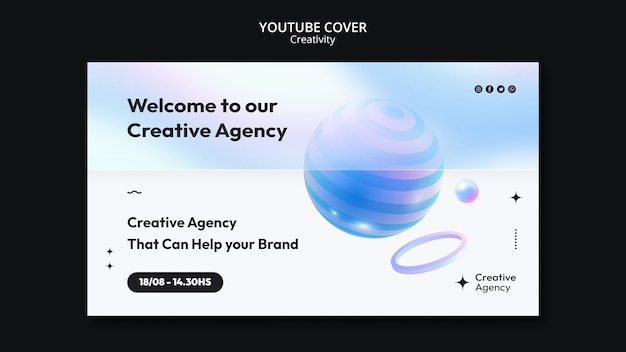 Modello di copertina di youtube per la creatività