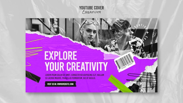 Modello di copertina di youtube per la creatività