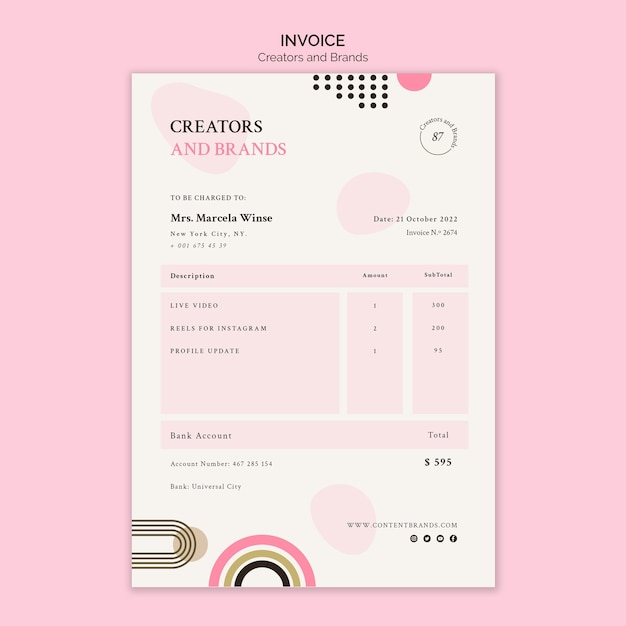 クリエイターとブランドの請求書テンプレート