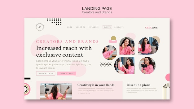 Free PSD creators and brands landing page template