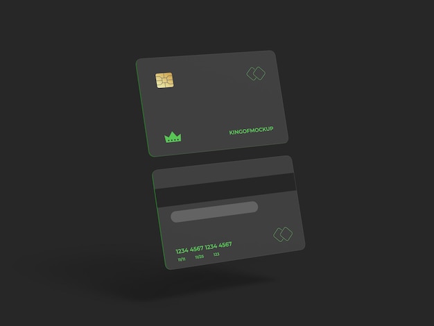 Credit card mockup design in 3d rendering