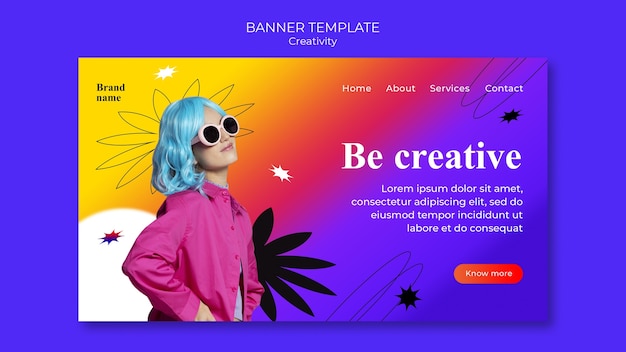 PSD gratuito modello di banner di studio di design creativo