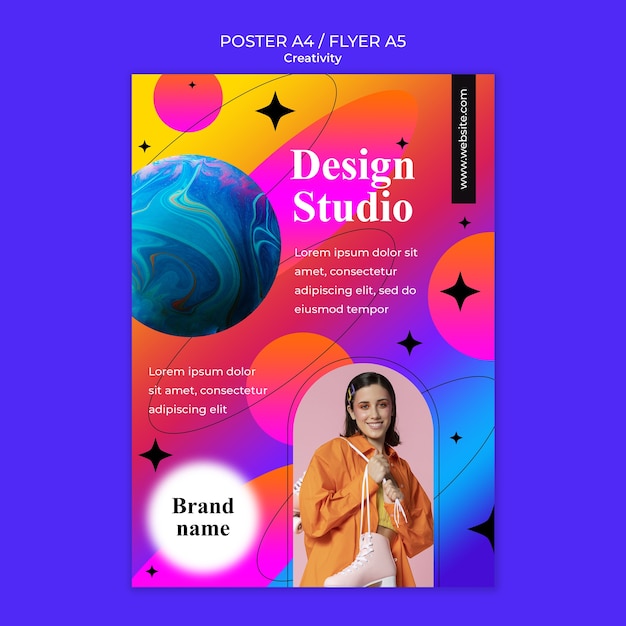 PSD gratuito modello di poster di studio di design creativo